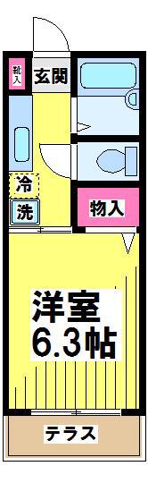 コーポオンタ(1K/2階)の間取り写真