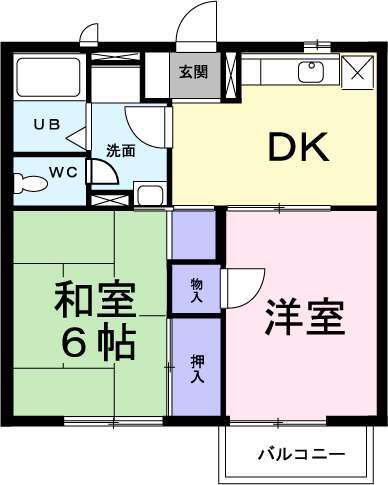 ウイング A(2DK/2階)の間取り写真