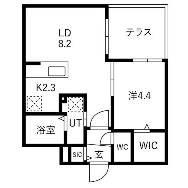 ブランシャールCHATELET琴似サウス(1LDK/1階)の間取り写真