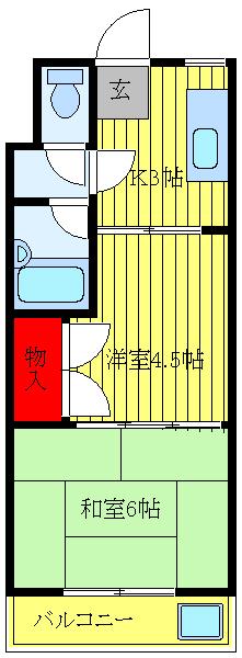 メゾンこちや(2K/1階)の間取り写真