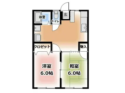 パレス藤(2DK/1階)の間取り写真