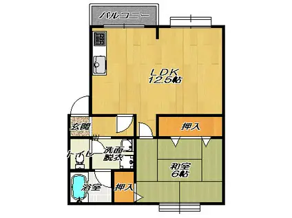 ラメール大東(1LDK/2階)の間取り写真