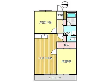 ハイコーポ臼倉(2LDK/1階)の間取り写真