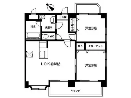プランドールTHREE(2LDK/2階)の間取り写真