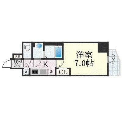エスリード難波 THE FIRST(1K/15階)の間取り写真