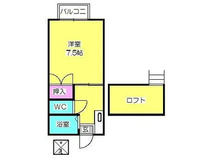 アートインウインディハウス(1K/2階)の間取り写真