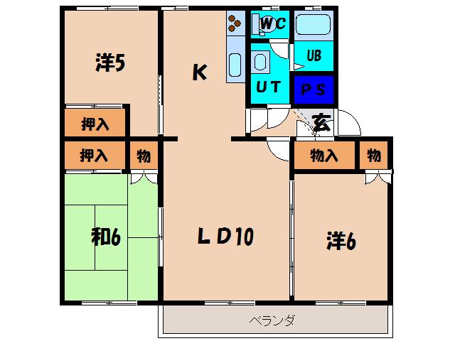 テレパレス函館吉川(3LDK/3階)の間取り写真
