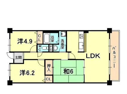 夙川レッチオ・レジデンツア(3LDK/4階)の間取り写真
