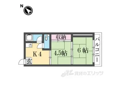 一分マンション(2DK/2階)の間取り写真