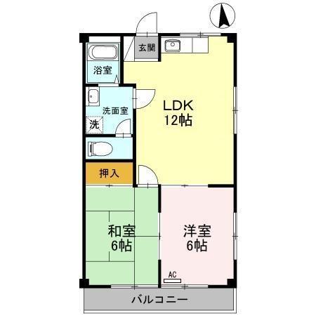 アリエッタ(2LDK/2階)の間取り写真