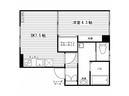 リベルテ白新町(1DK/2階)の間取り写真