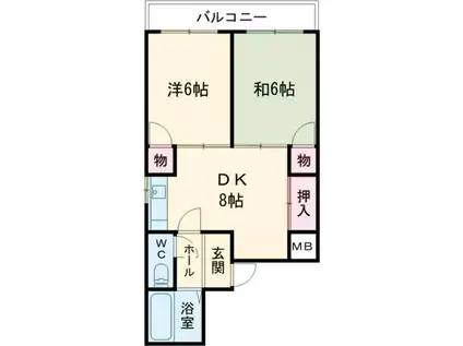 東邦パレス社(2DK/2階)の間取り写真