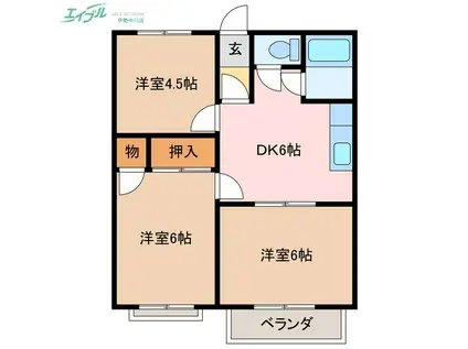 トラッドハウスB(3DK/2階)の間取り写真