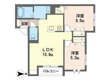 ボヌールIII(2LDK/1階)の間取り写真