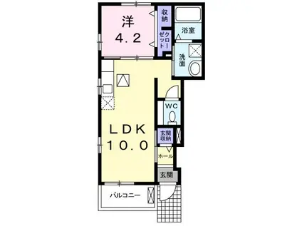 ディアコート・リオ(1LDK/1階)の間取り写真