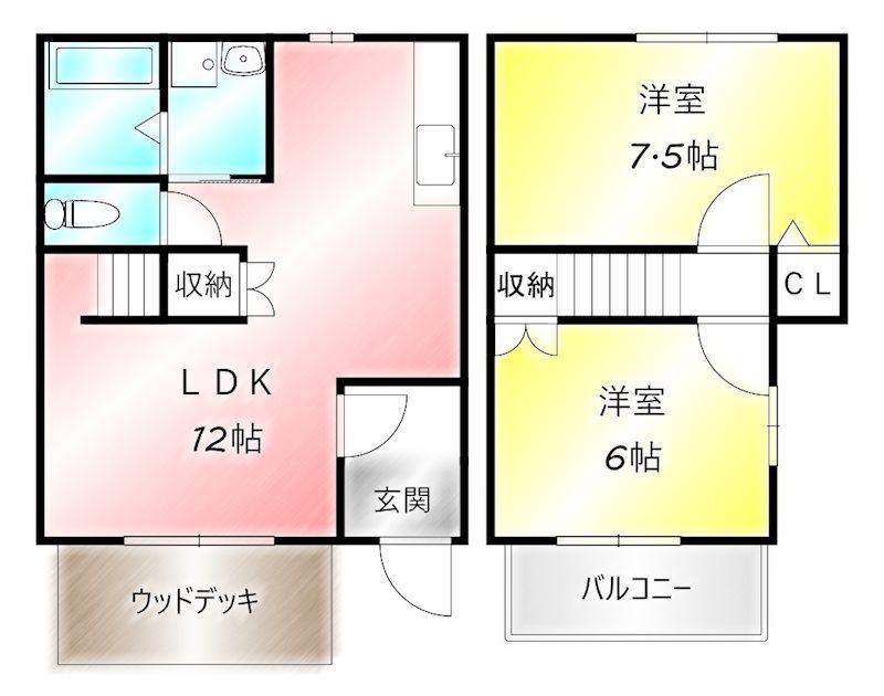アヴェニールII(2LDK/1階)の間取り写真
