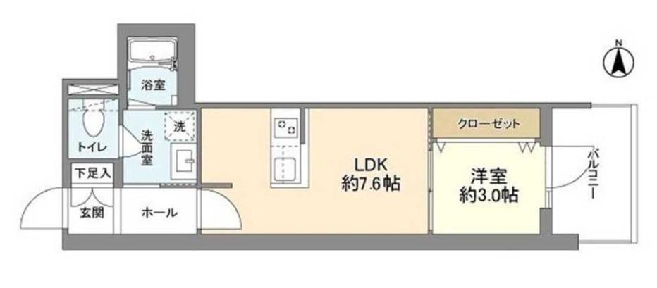 RJRプレシア南堀江(1LDK/12階)の間取り写真