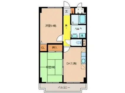 エクシング金岡(2DK/3階)の間取り写真