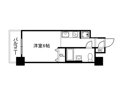 リーガル京都河原町(1K/3階)の間取り写真