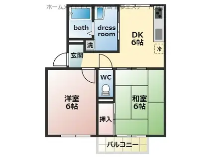 紙屋ハウス5番館E棟(2DK/2階)の間取り写真