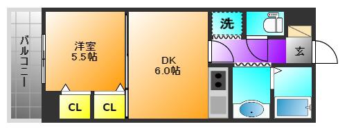 日吉壱番館(1DK/3階)の間取り写真