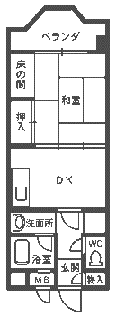 ディアコート30(1DK/1階)の間取り写真