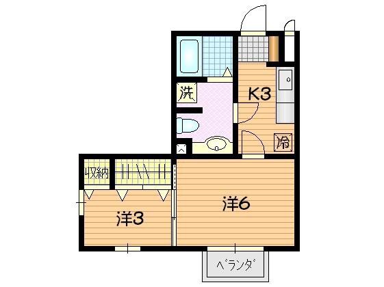 アーバンハイツ(2K/2階)の間取り写真
