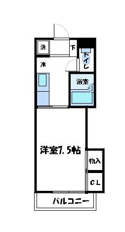 メゾンジュネス(1K/1階)の間取り写真
