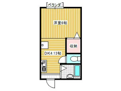 リバーハイツ(1K/2階)の間取り写真