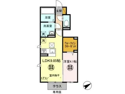 DEPARTUREII(1LDK/1階)の間取り写真