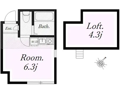 ユナイト横浜セシル・キャンベル(ワンルーム/2階)の間取り写真