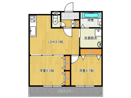 ラモーナ北条3(2LDK/3階)の間取り写真
