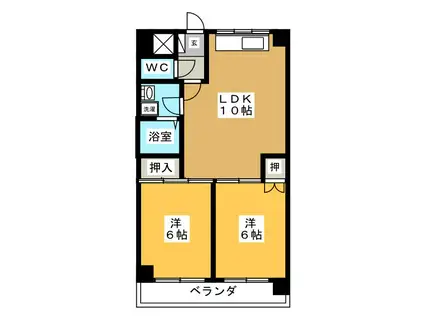 アークヒルズ可児(2LDK/3階)の間取り写真