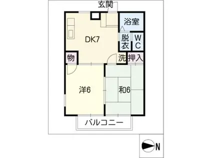フローラ(2DK/2階)の間取り写真