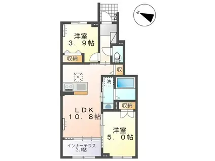 グランフォンテーヌ3(2LDK/1階)の間取り写真