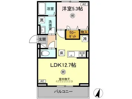 ロイヤルタウン八戸(1LDK/1階)の間取り写真