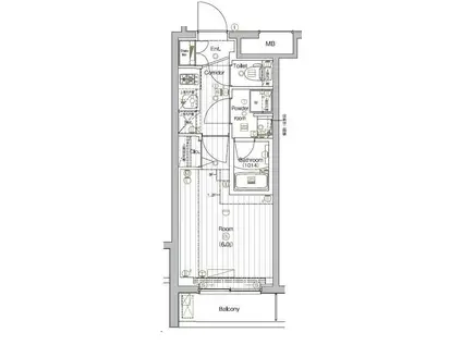 THE PREMIUM CUBE G 大崎(1K/1階)の間取り写真