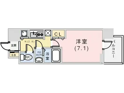LAV神戸三宮(1K/2階)の間取り写真