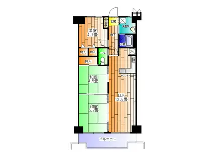 ライオンズマンション鷹取(3LDK/8階)の間取り写真