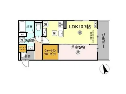 PREMILIFE須賀2(1LDK/1階)の間取り写真