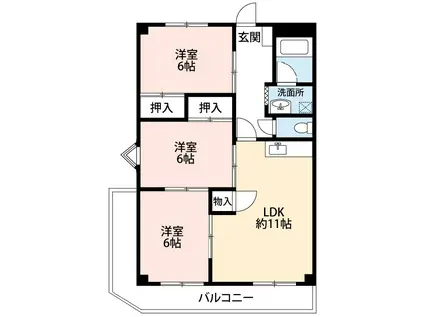 グランシャリオ幸田(3LDK/2階)の間取り写真