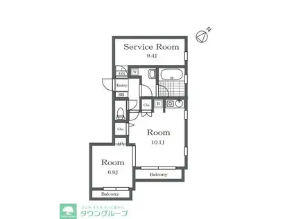 バティール喜多見(1SLDK/3階)の間取り写真