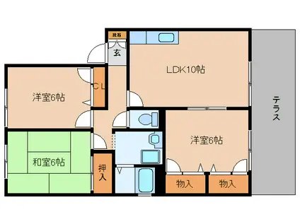 グローリータウンC棟(3LDK/1階)の間取り写真