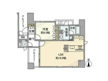 イーグルコート烏丸蛸薬師(1LDK/8階)の間取り写真