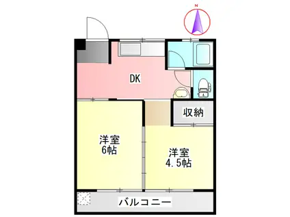 パストラルハイツ岐阜羽島(2DK/2階)の間取り写真