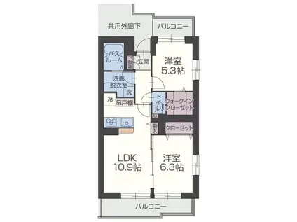 ブルーローズII(2LDK/3階)の間取り写真