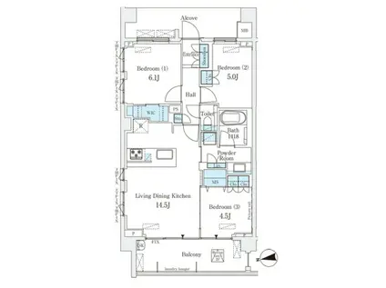 ライトテラス世田谷砧(3LDK/3階)の間取り写真