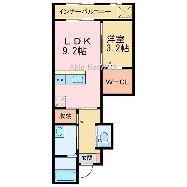 MAISON CRECIA(1LDK/1階)の間取り写真