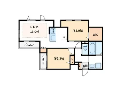 ル リアン(2LDK/3階)の間取り写真