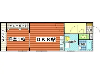 ラ・オーブII(1DK/4階)の間取り写真